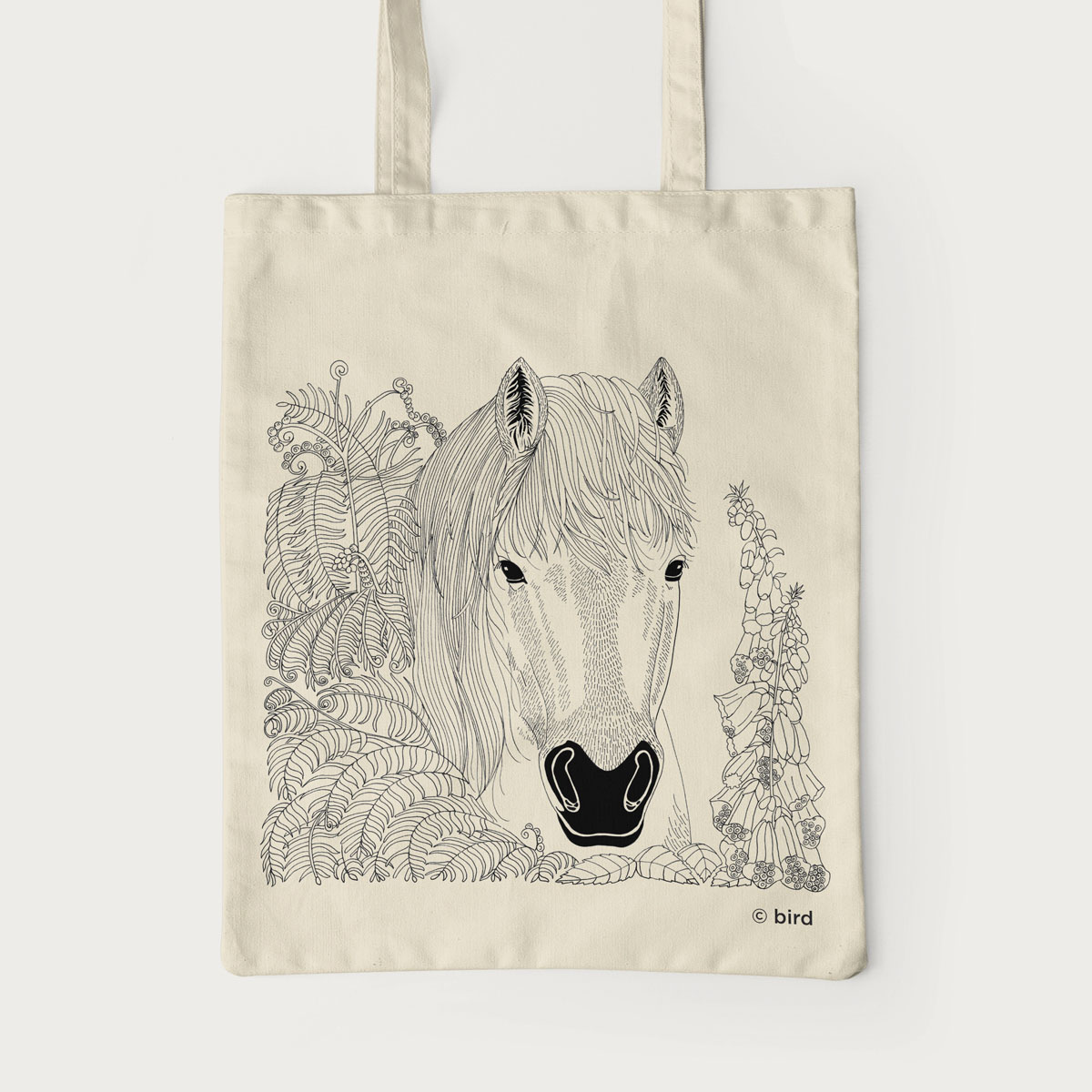 Horse Pony Screen Printed Cotton Tote Bag