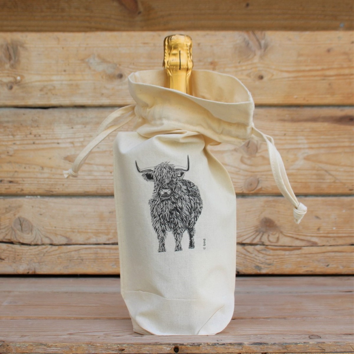 Highland Cow Cotton Bottle Bag