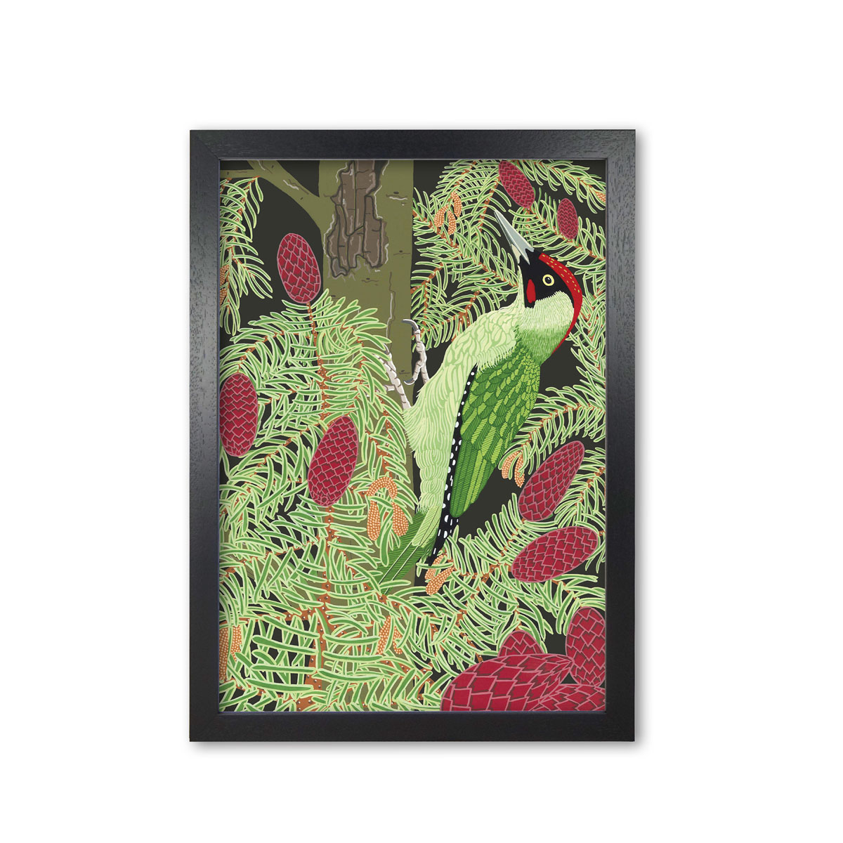 Green Woodpecker Garden Bird Mounted And Framed Print