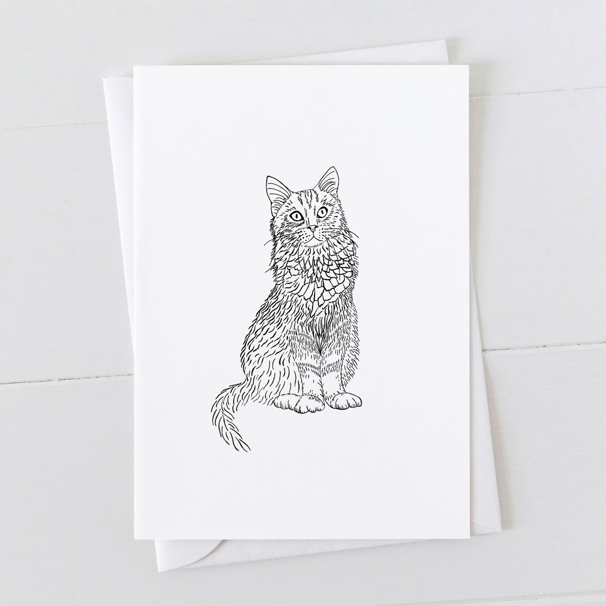 Cat Pen And Ink Drawing Greeting Card