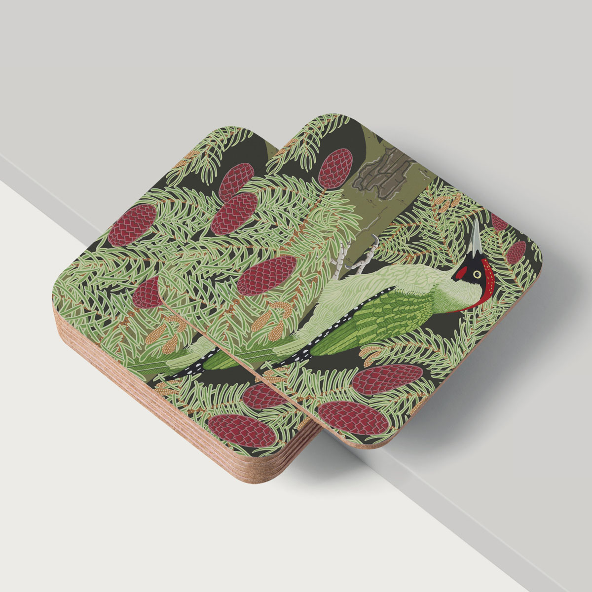 Green Woodpecker Bird Placemat And Coaster Tableware