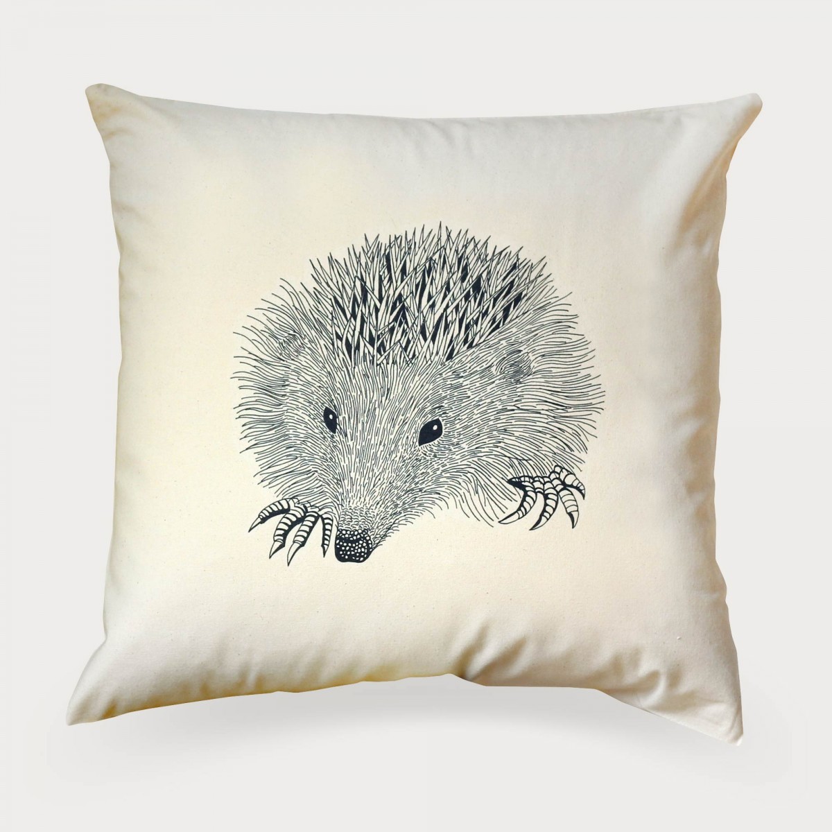 Hedgehog Natural Cotton Canvas Square Cushion Cover