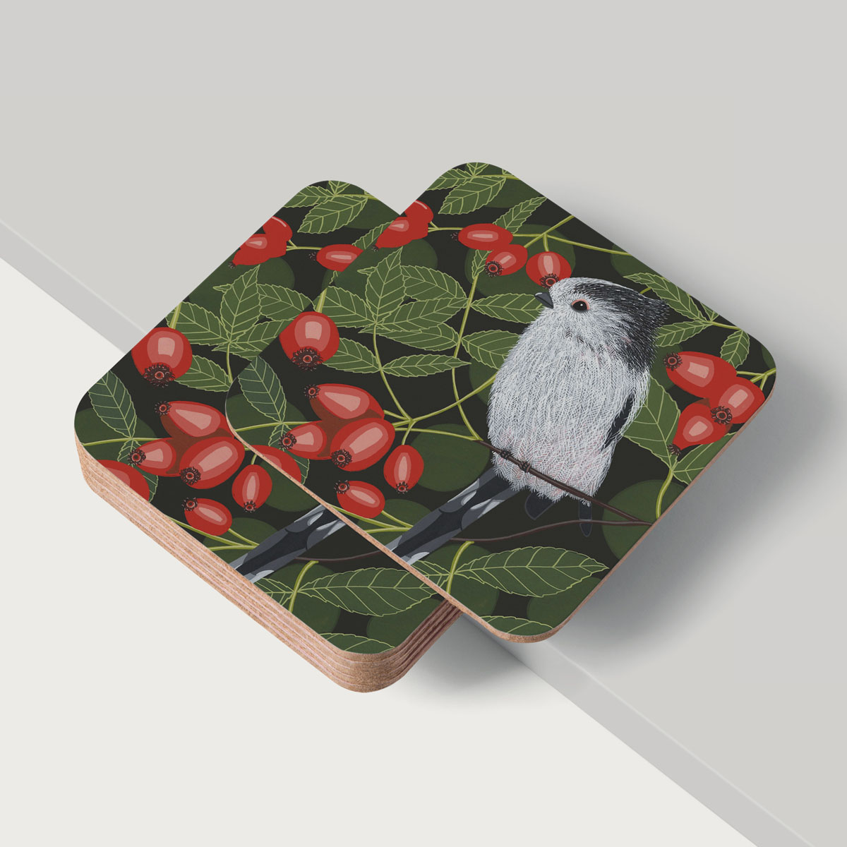Long Tailed Tit Bird Placemat And Coaster Tableware