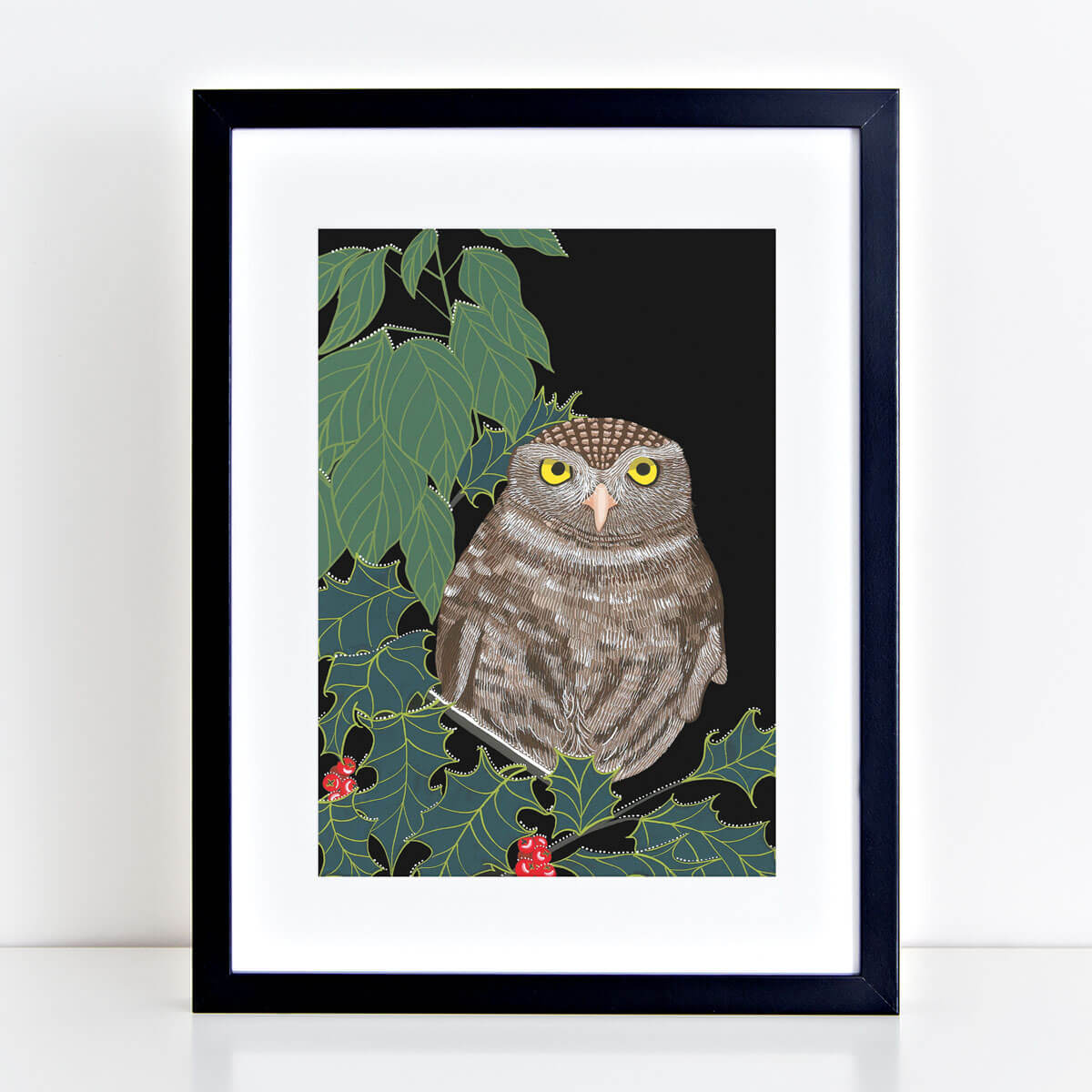Little Owl Print Mounted And Framed By Bird The Artist