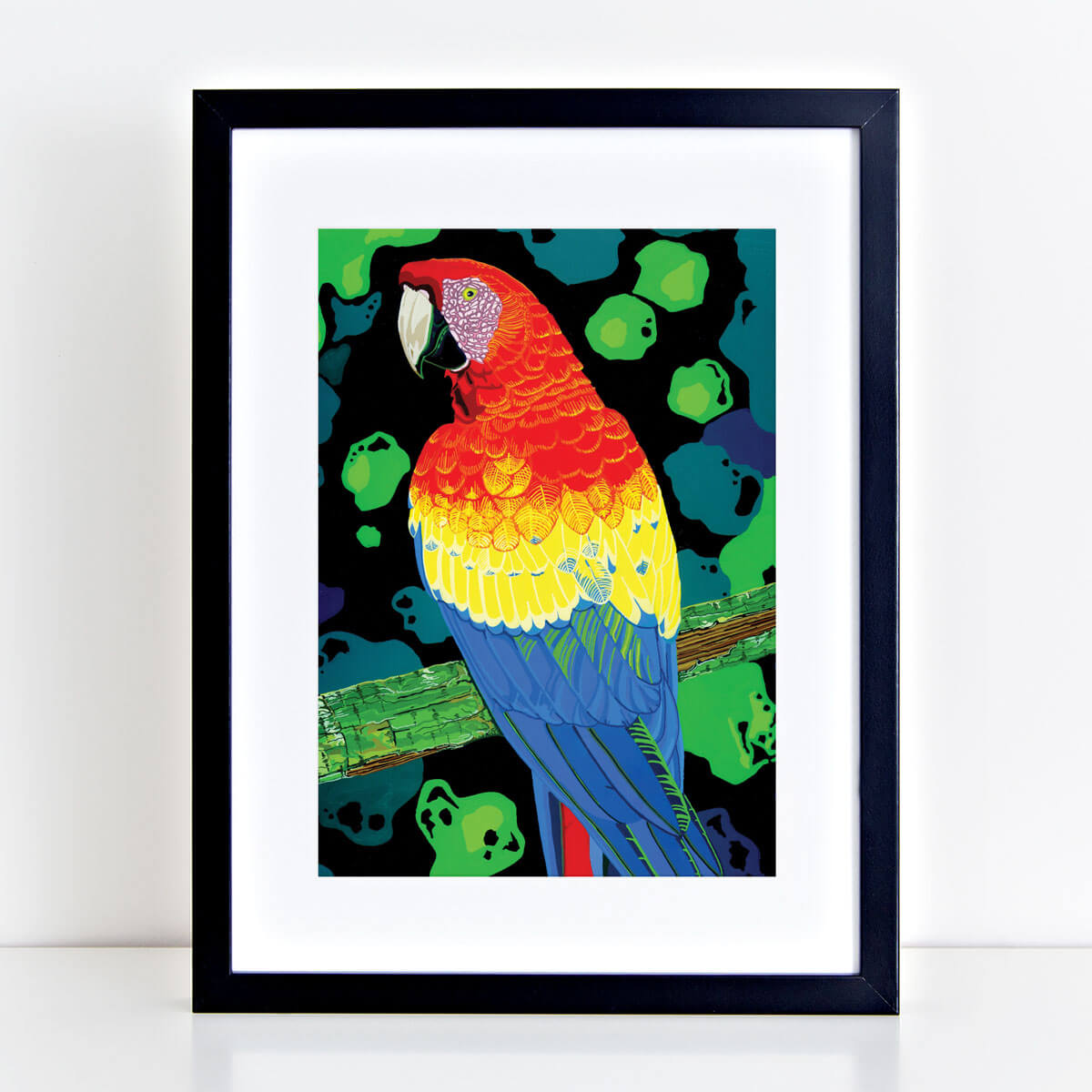 MaCaw McCaw Parrot Art Print Mounted And Framed By Bird The Artist
