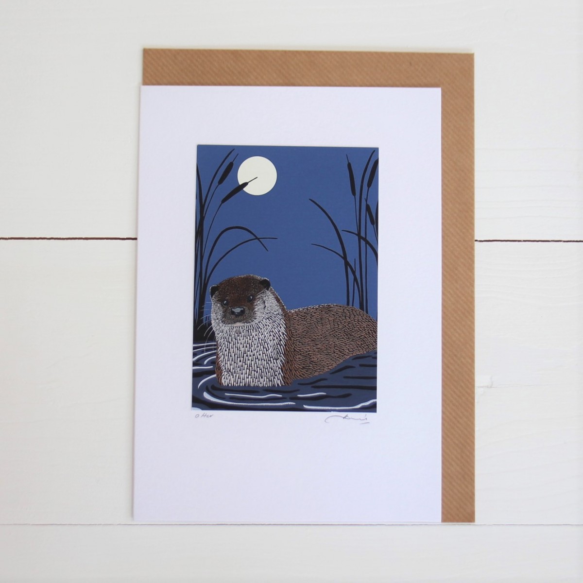 Otter Handmade Hand Titled And Signed Greeting Card A5