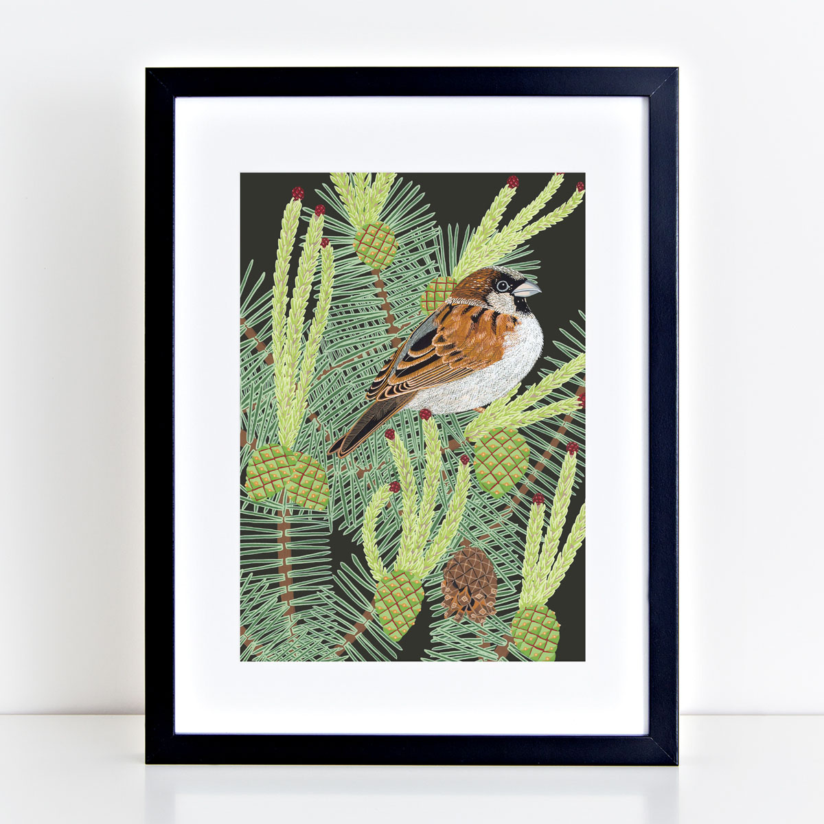 Sparrow Garden Bird Mounted And Framed Print