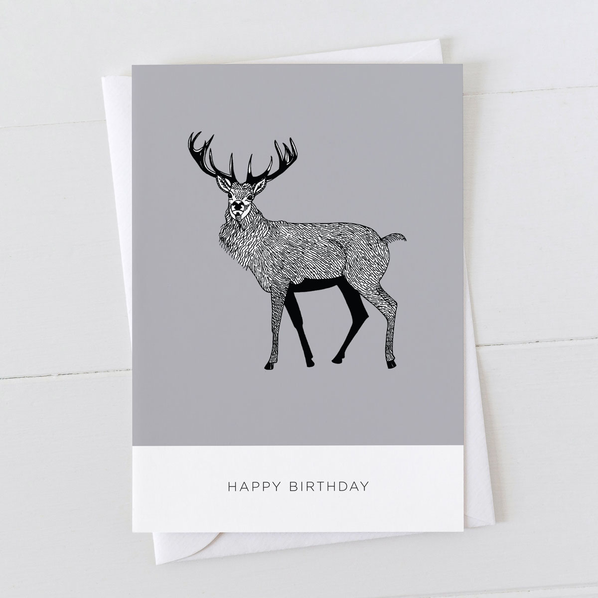 Stag Happy Birthday Illustration Greeting Card
