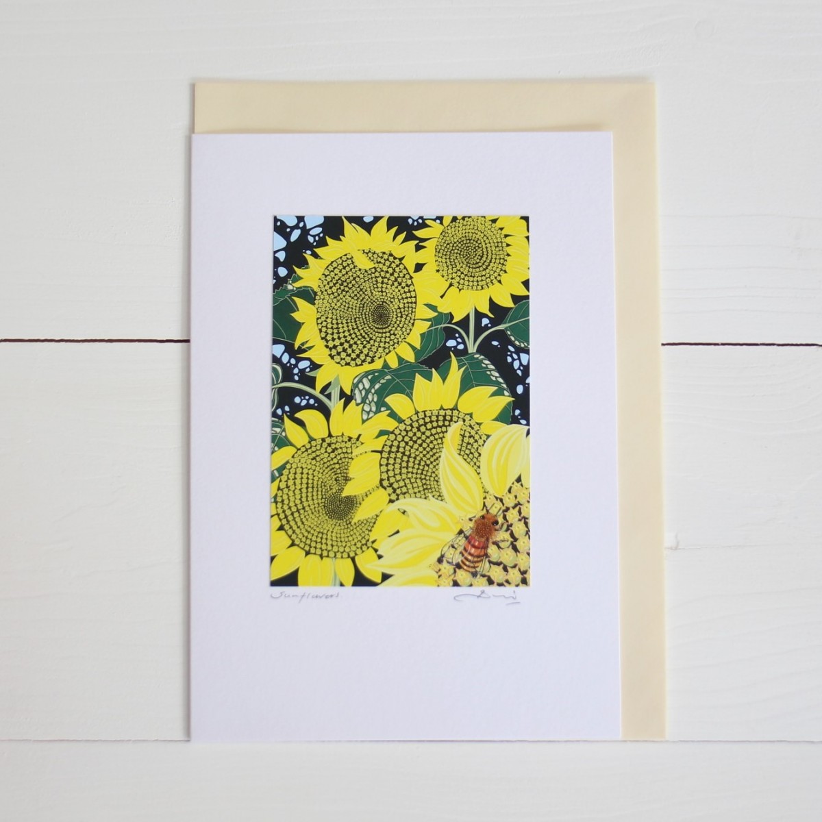 Sunflowers Flower Handmade Hand Titled And Signed Greeting Card A5
