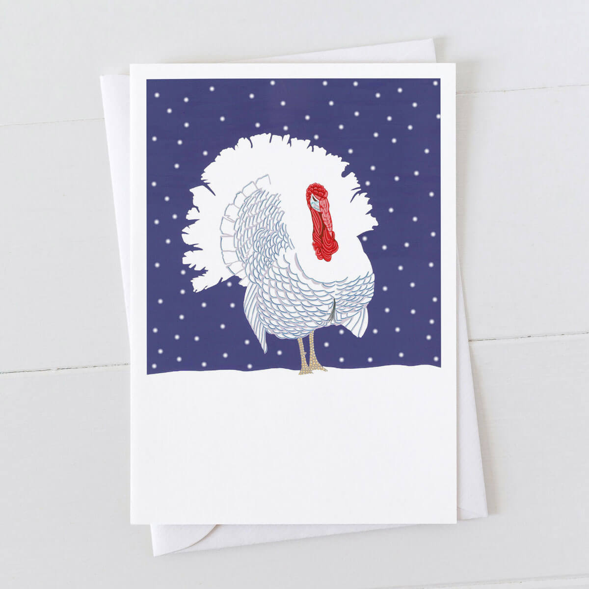 White Turkey Christmas Card