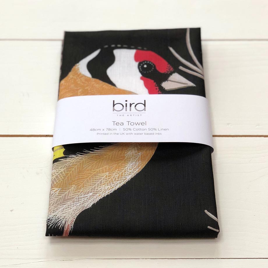 Goldfinch Garden Bird Cotton Linen Tea Towel