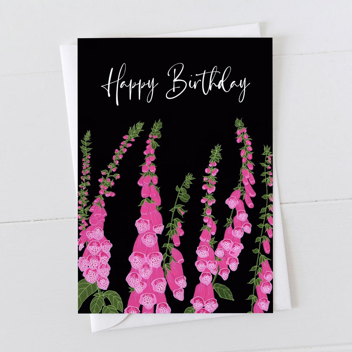 Foxgloves Happy Birthday Card