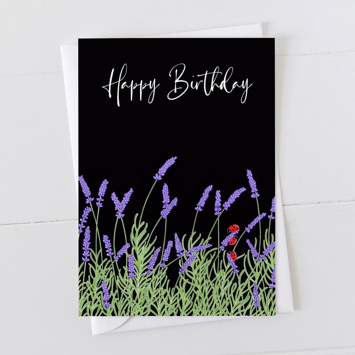 Lavender Happy Birthday Card by Bird the Artist