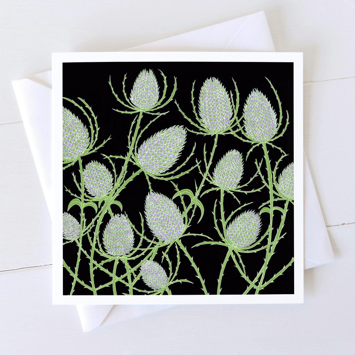 Teasels Square Card by Bird The Artist