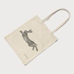 Hare cotton tote bag with long handles screen printed